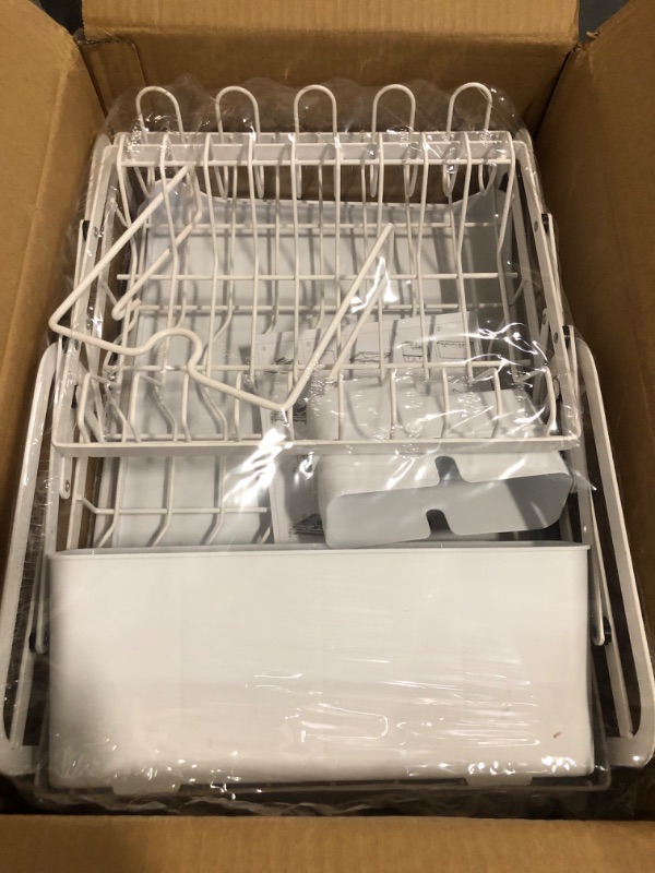 Photo 1 of Dish Drying Rack, Two-Tier Dish Racks for Kitchen Counter with Cups Holder, Utensil Holder, Space-Saving Dish Drainer White