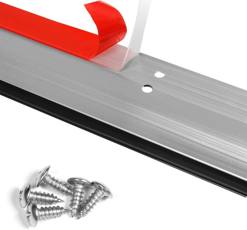 Photo 1 of Door Metal Kick Plate Draft Stopper 42 inches Aluminum Mouse Blocker with Rubber Sweep Seal for Stop Under Doors Drafty Cover