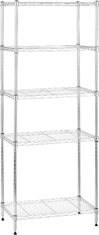 Photo 1 of Amazon Basics 5-Shelf Adjustable, Storage Shelving Unit, (200 Pound Loading Capacity per Shelf), Steel Organizer Wire Rack, 23.2 x 13.4 x 60 inches (LxWxH), Chrome