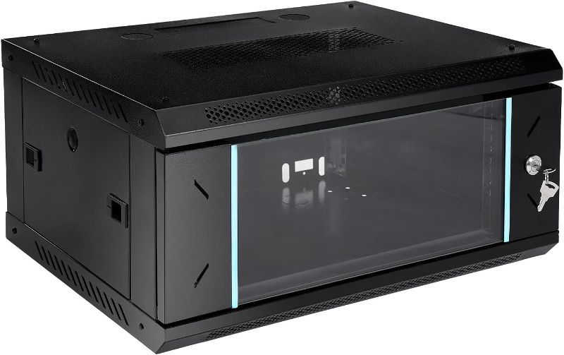 Photo 1 of 4U Wall-Mount Server Cabinet Network Data Cabinet Rack Enclosure with Lockable Door and Side Panels for Offices Data Centers Factories IT Equipment, A/V Devices