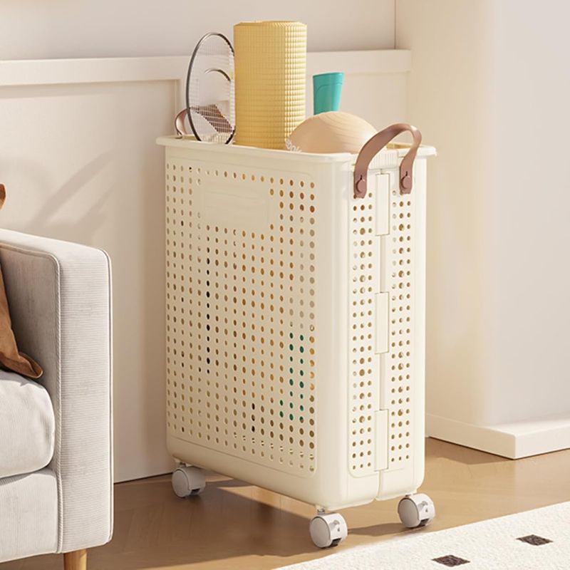 Photo 1 of Yoga Mat Holder Foldable Plastic Yoga Mat Rack with Wheels, Rectangular Yoga Mat Basket/Laundry Bin for Home Gym, Workout Storage for Balls Foam