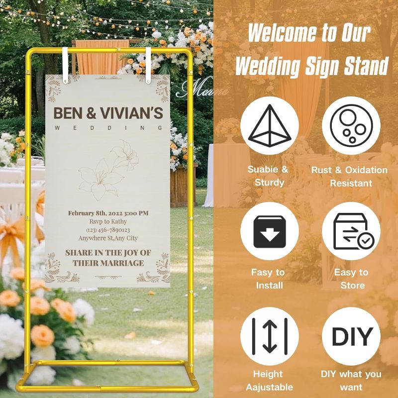 Photo 1 of Wedding Sign Holder Adjustable Welcome to Our Wedding Sign Stand
