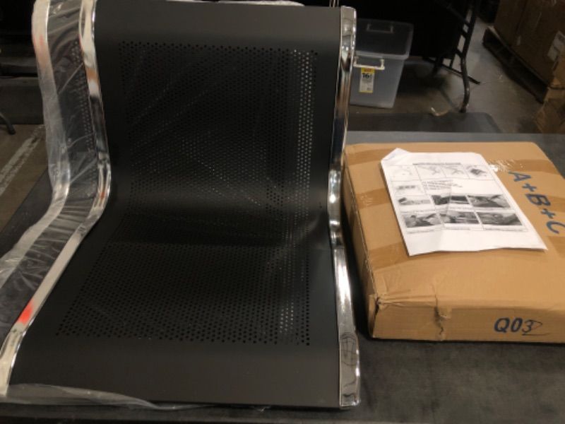 Photo 1 of Waiting Room Chairs - Office Lobby Chairs, 2 Seat Reception Area Furniture, Waiting Room Bench with Ergonomic Backrest for Salon Airport Hospital Waiting Area, Black