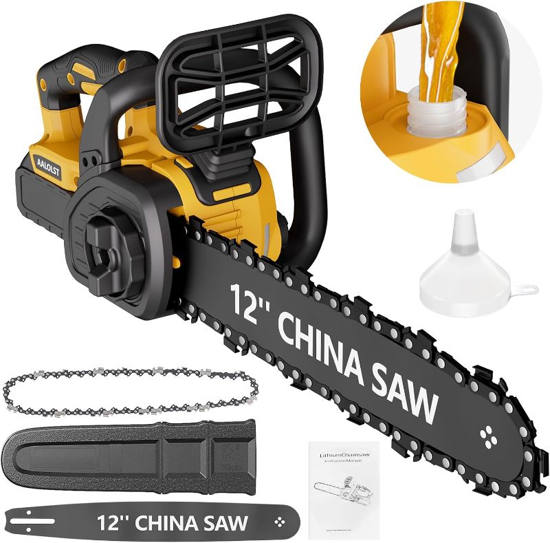Photo 1 of Cordless Chainsaw for DeWalt 20v Battery,12" Chain Saw Oil Lubrication System with Security Lock, Handheld Electric Chainsaw for Wood Cutting,Tree Trimming Branches(Battery Not Included)