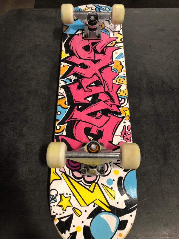Photo 1 of Pro Complete Skateboards for Beginners Girls Boys Kids Youths Teens Adults 31"x8" Skate Boards 7 Layers Canadian Maple Double Kick Deck Concave Longboard