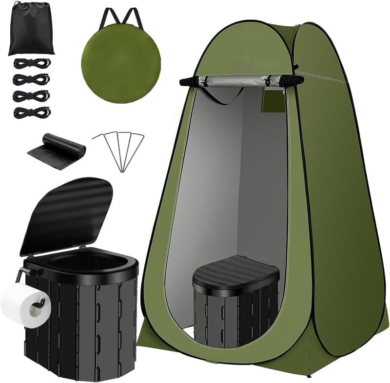 Photo 1 of Portable Toilet Kit, Camping Toilet with Pop-Up Privacy Tent Toilet Bags, Washable Portable Outdoor Showers Changing Rooms