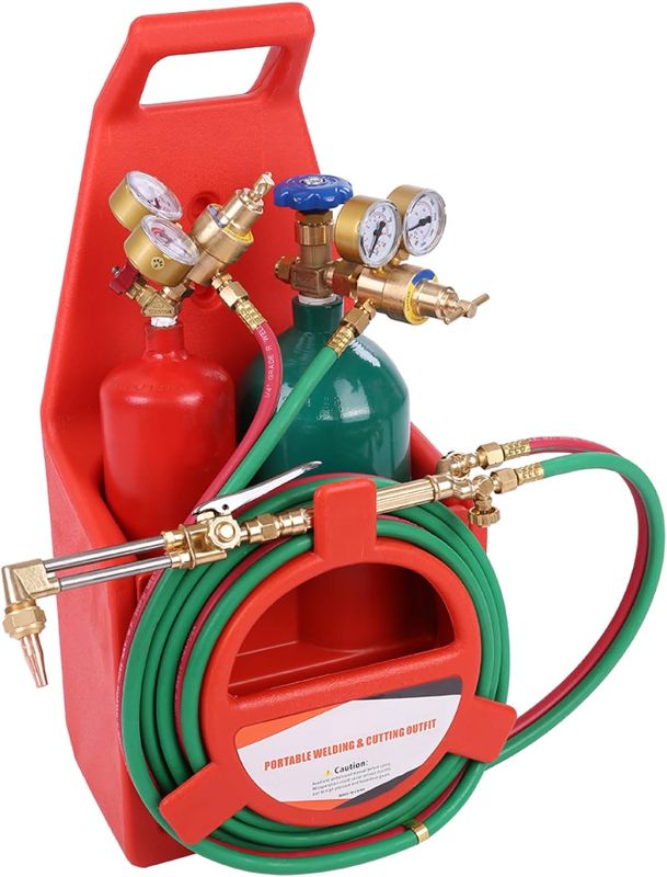 Photo 1 of YOXIER Oxyacetylene Torches,Oxygen & Acetylene Torch Kit,Portable Welding Cutting Torch Kit with Cylinder Tote and Oxygen & Acetylene Brazing Soldering Gas Cylinders from USA Fast Arrival