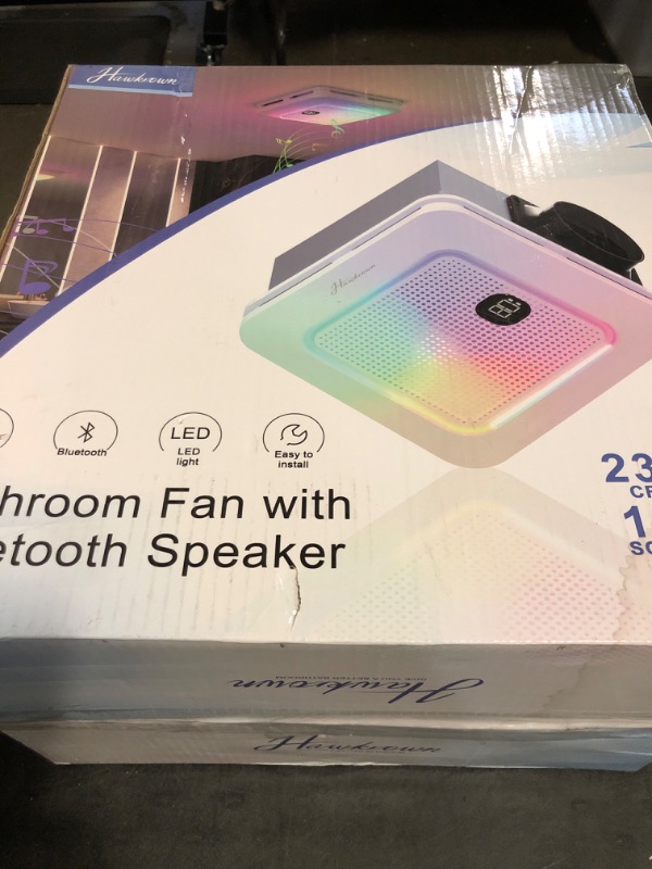Photo 1 of Bathroom Exhaust Fan with Bluetooth Speaker, 230 CFM 1.0 Sone, bathroom vent fan featuring Light with 3 Color Temperatures, 10 RGB Music Light, Nightlight, Remote Control, EZ Install