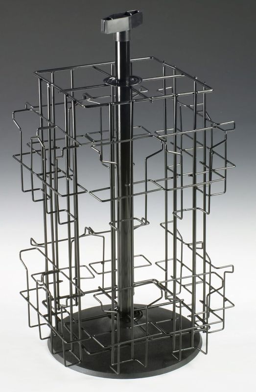 Photo 1 of Wire Literature Display for Counter, Rotating Brochure Rack with 16 Full-View Pockets for 4x9 Pamphlets, Plastic Sign Holder Included - Black