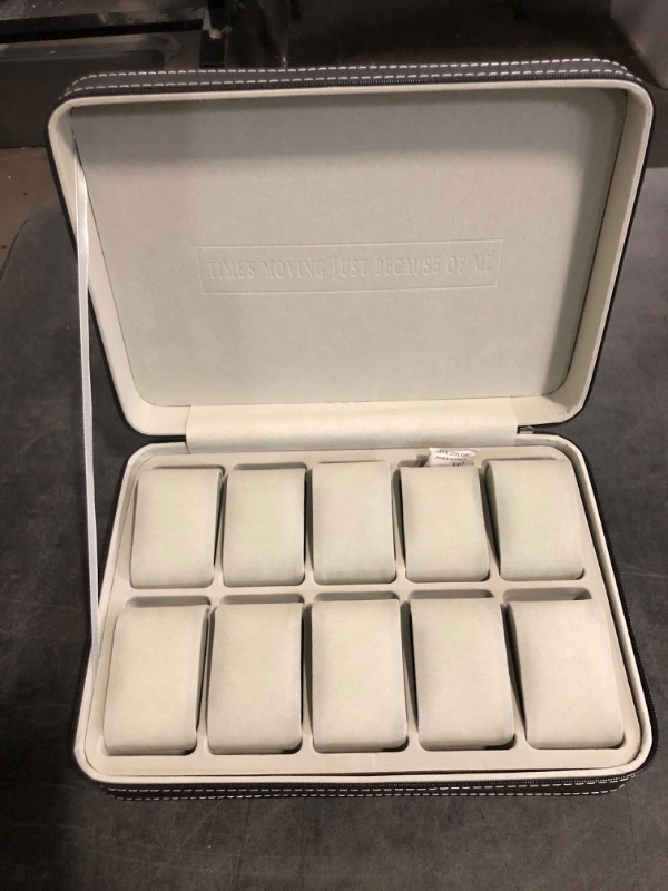 Photo 1 of 10 Slot Leather Watch Box Portable Watch For Case Display Soft Liner Zipper Bag Trips Jewelry Watches Holder