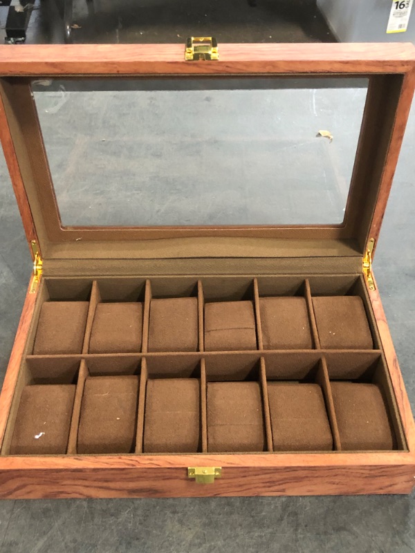 Photo 1 of Watch Box, 12 Slots With Drawer Watch Display Box, Watch Box With Glass Cover, Watch Storage Watch Stand, Unisex(Red)
