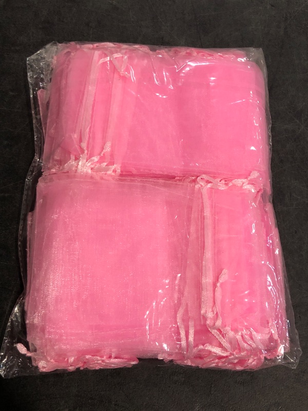 Photo 1 of 100/200PCS Organza Gift Candy Sheer Bags Mesh Jewelry Pouches Drawstring Bulk for Wedding Party Favors Christmas (3" X 4"(100PCS), Pink)