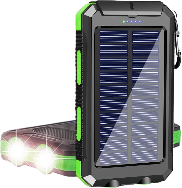 Photo 1 of YELOMIN Solar Power Bank, Portable Outdoor Solar Charger with Type-C Input Port Dual Flashlights & USB Outputs External Backup Battery Pack for Cellphones,Tablets and More