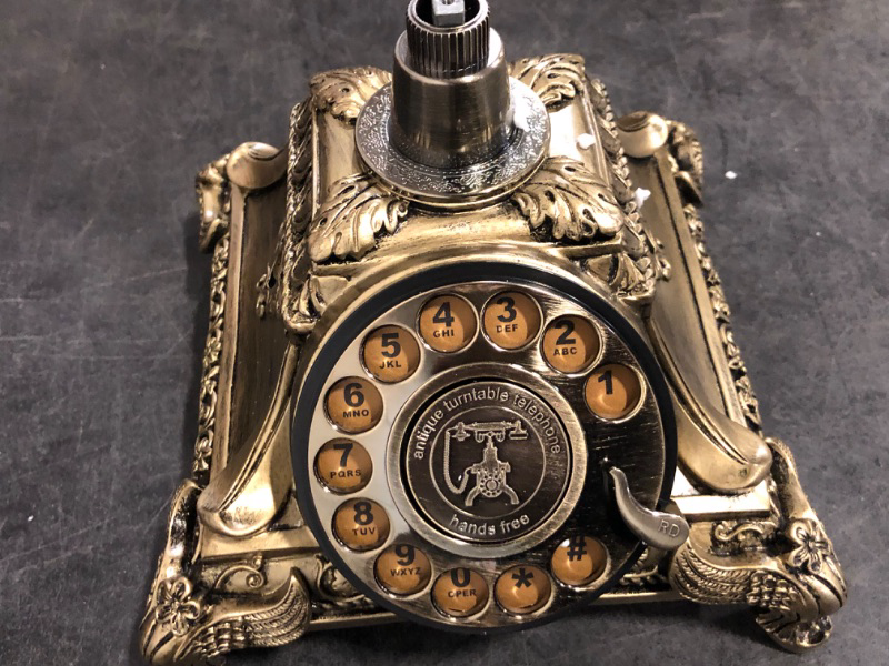 Photo 1 of Vintage Telephone, Retro Rotary Dial Telephone, Corded Old Fashion Antique Landline Telephone Decor, Antique Phone for Home Office Hotel Decoration (Bronze)