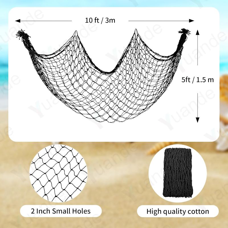 Photo 1 of Large Black Picture Fish Net, Wall Photo Hanging Fishnet for Nautical Mermaid Pirate Ocean Themed Hawaii Beach Under The Sea Party Decorations