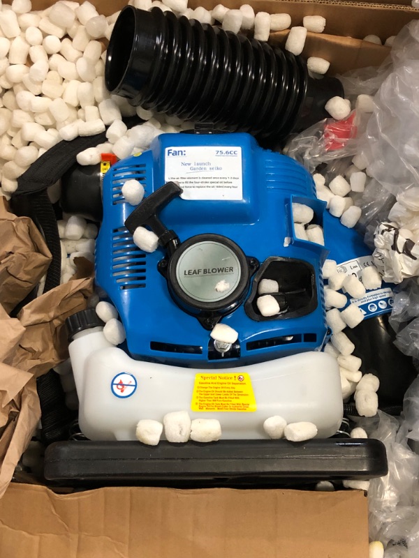 Photo 1 of  Gas Leaf Blower Gas Powered Leaf Blower, 4-Cycle Backpack Leaf Blower, Backpack Leaf Blower Gas Powered, 750CFM Handheld Leaf Blowers for Lawn Care Blue