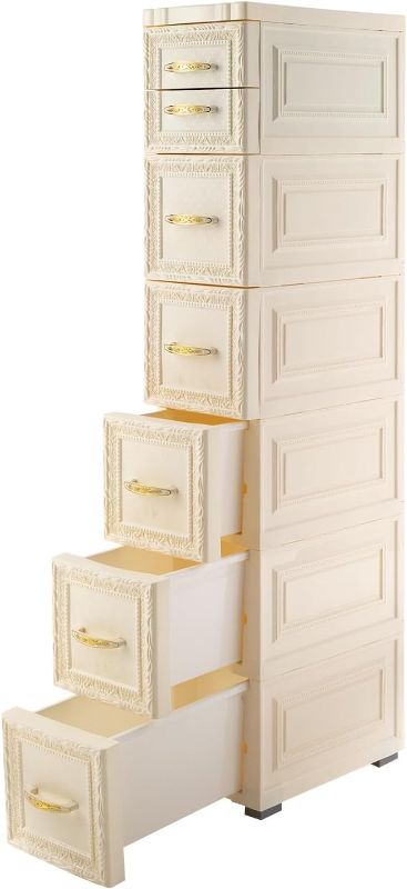 Photo 1 of Bathroom Floor Storage Cabinet,6-Tiers Large Capacity Narrow Tall Slim Storage Tower,Vertical Storage Unit with Drawers and Casters, for Tiny Kitchen Laundry Closet Living Room Toilet Gap