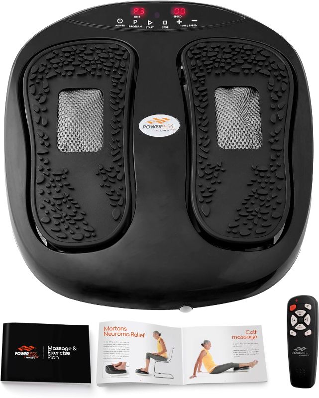 Photo 1 of Power Legs Electric Foot Massager Machine with Remote Control, Adjustable Speed, Vibration - Calf Massager - Feet Massager for Neuropathy Pain Relief, Plantar Fasciitis, Leg Blood Circulation (Black)