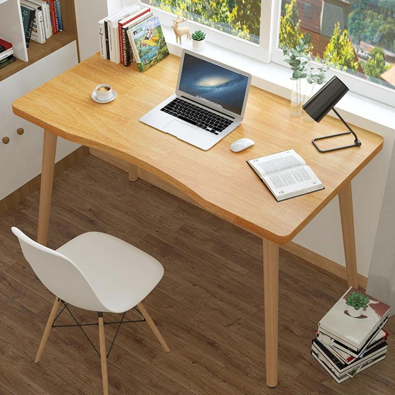 Photo 1 of Solid Wood Computer Desk Small Home Office Desk Study Table Student Writing Desks 28 Inch Rustic Style for Small Spaces, Bedroom, Offices, Dormitories Wooden Color