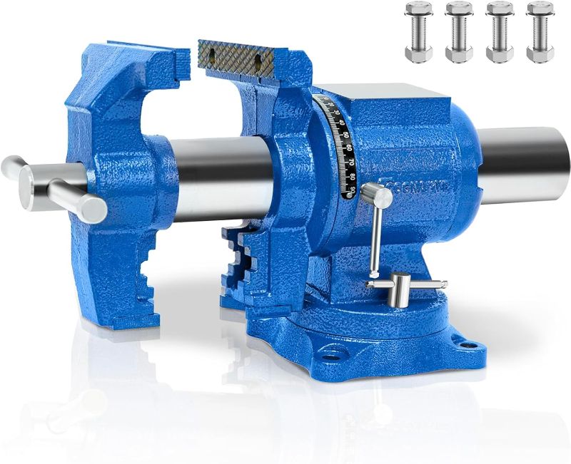 Photo 1 of 5-Inch Heavy Duty Bench Vise Ductile Iron Bench Vise 360° Multi-Purpose Bench Vice with Anvil, Clamp force 4000KG, Blue