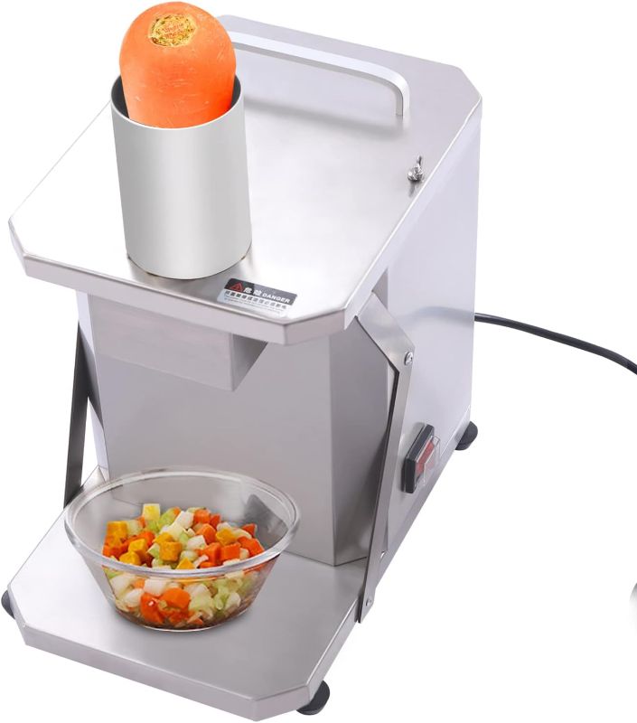 Photo 1 of Vegetable Fruit Dicer, 110V 200W Electric Automatic Dicer Heavy Duty Commercial Restaurant Home Vegetable Fruit Chopper Cutter Food Dicer With 3 Grid Blade for Potato Onion Carrots Cubes