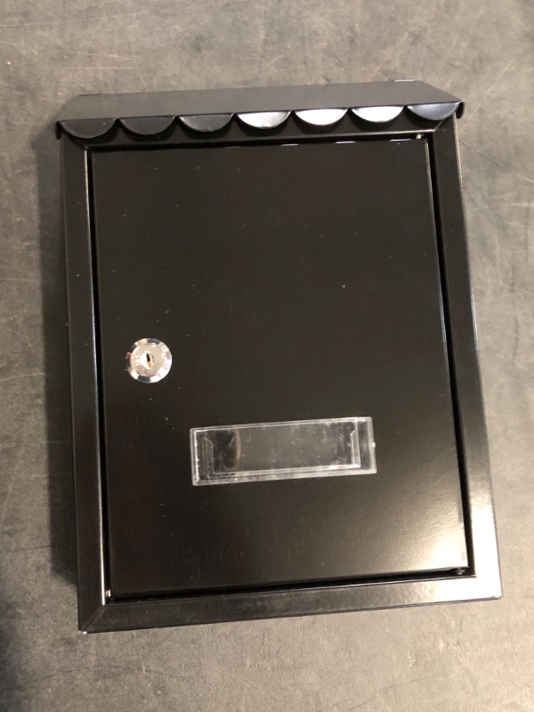 Photo 1 of Wall Mounted Mailboxes with Key Lock, Outdoor Key Locking Mail Box with Transparent Cover, 12 1/5" x 8 2/5" x 3 1/3" (Black)