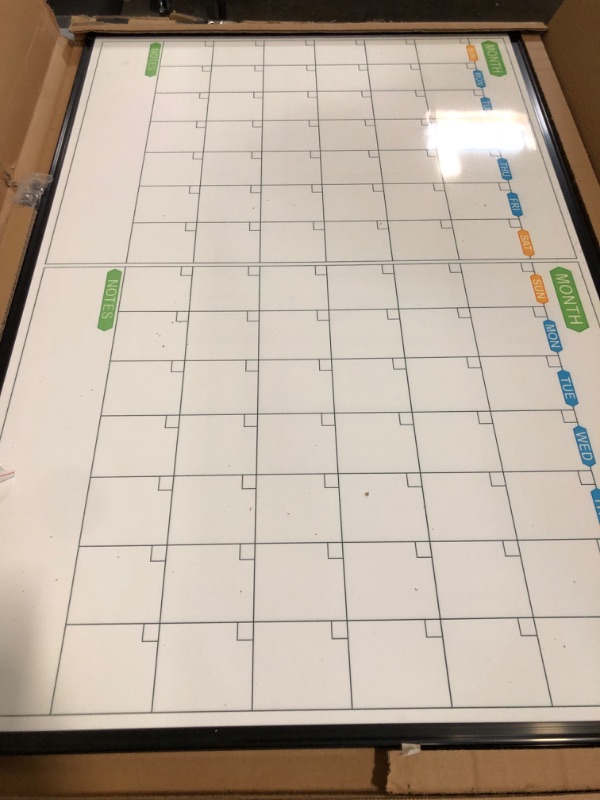 Photo 1 of JILoffice Magnetic Dry Erase Calendar Whiteboard, 2 Month White Board Planner 36 X 24 Inch, Black Aluminum Frame Wall Mounted Board for Office Home and School