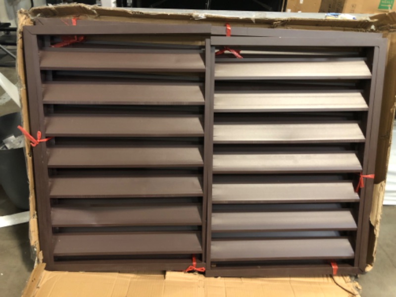 Photo 1 of *Missing Screws** Air Conditioner Fence - Outdoor Privacy Metal Cover for AC Units, Louvered Space Divider, Top Equipment Cover (Coffee2)