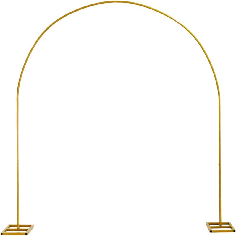 Photo 1 of 6.5FT x 7.3FT Gold Wedding Arch, Circle Balloon Arch Stand, Metal Arch Backdrop Stand for Wedding, Birthday Party and Anniversary Ceremony