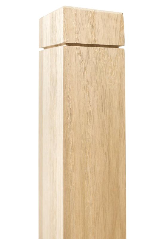 Photo 1 of 300N Square Newel Post Red Oak - 3” x 48” Premium Hardwood Staircase Newel Posts, Durable Stair Post Indoor, Elegant Stair Newel Post, High-Quality Newel Posts, Modern Routed & Notched Top