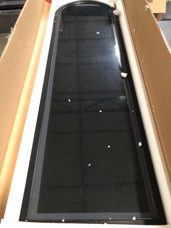 Photo 1 of Full Length Mirror 48x14 Inches - Over The Door Hanging Mirror for Bedroom, Living Room, Closet - Arch Floor Mirror, Door Mirror with Black Frame - No Drill Easy Install