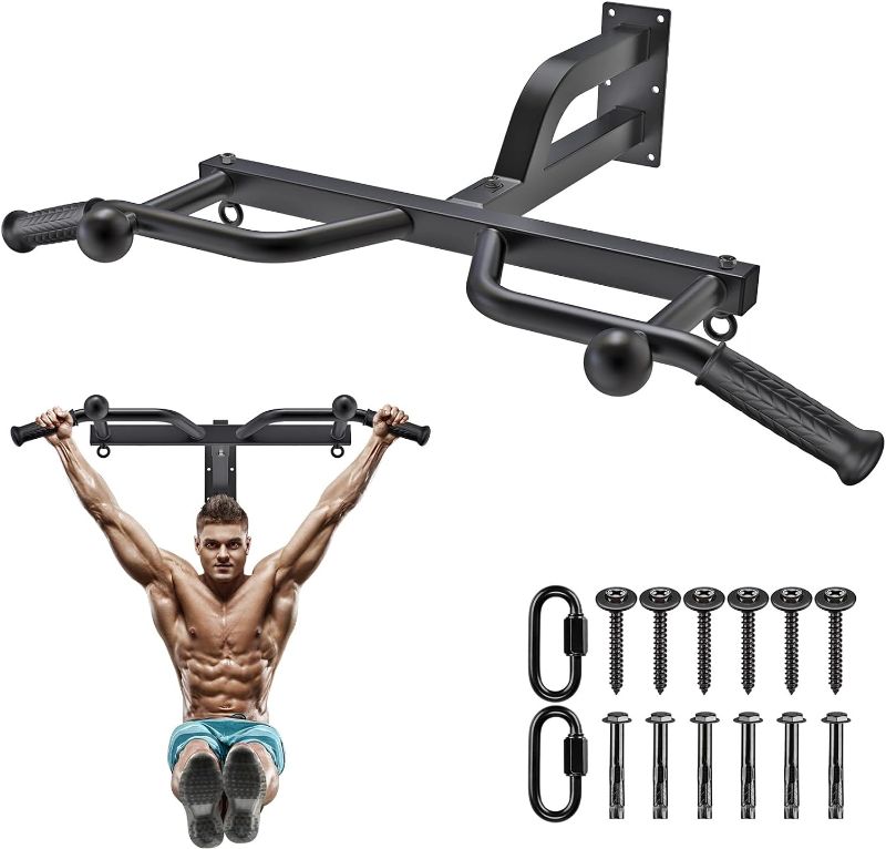 Photo 1 of Kipika Heavy Duty Wall Mounted Pull Up Bar, Multifunctional Chin Up Bar, Adjustable Pull Up Bands for Chin Ups, Body Workout Home Gym System, Punching Bag Hanger, Resistance Bands Training