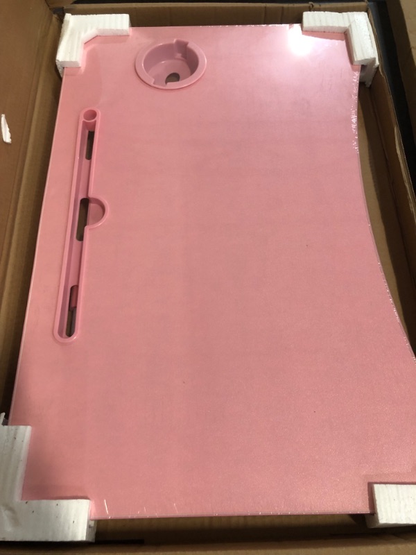 Photo 1 of Laptop Desk Foldable Bed Table, Portable Lap Desk Laptop Bed Tray Table with Storage Drawer and Cup Holder, Lap TraysTables Notebook Stand Reading Desks Breakfast Tray for Beds Couch Sofa Floor – Pink