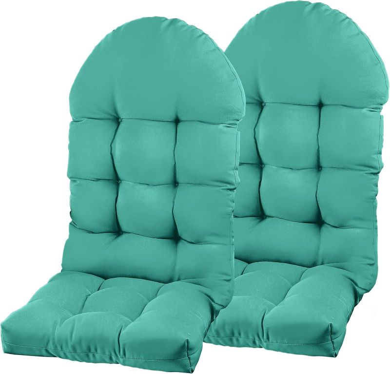 Photo 1 of Adirondack Chair Cushion, Rocking Chair Cushion 44x19.4x4 inch, High Back Patio Cushions of Upper and Lower with Ties, Sunscreen and Fade-Resistant (Lake Blue, 2)