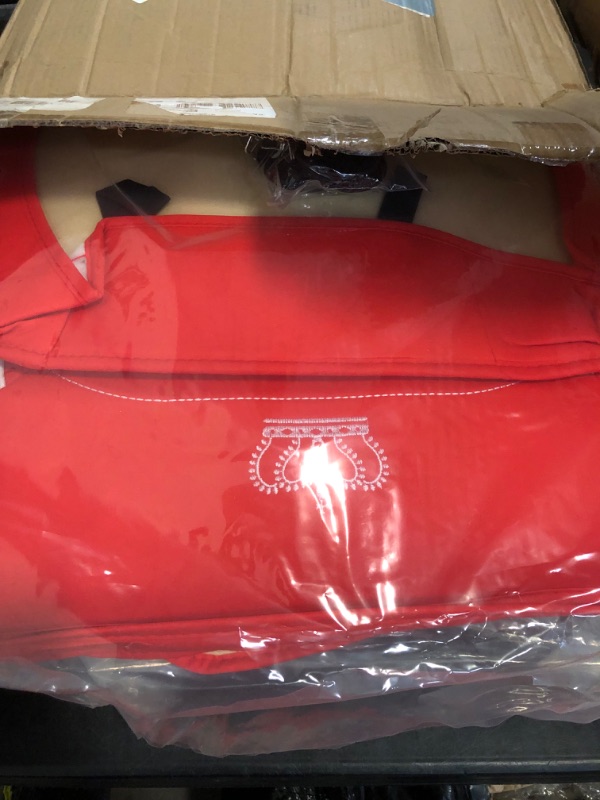 Photo 1 of Crown Car Seat Covers Full Set, Premium Leather Waterproof Anti-Slip Automotive Interior Protector for Cars, SUVs, Pickup, Trucks & Sedans (Red+Beige Line)