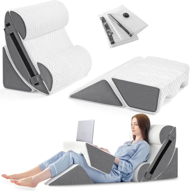Photo 1 of 6pcs Orthopedic Bed Wedge Pillow Set for Sleeping, Post Surgery Foam for Body, Back and Leg Pain Relief Comfortable & Adjustable Support Pillows-Anti Snoring, Heartburn, Acid Reflux & GERD Sleeping