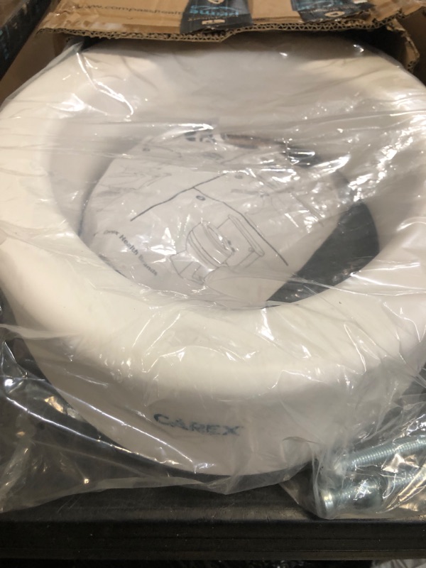 Photo 1 of Carex Elongated Hinged Toilet Seat Riser, Adds 3.5 Inches of Height to Toilet, 300 Pound Weight Capacity, Raised Toilet Seat
