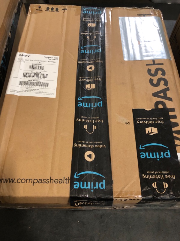 Photo 1 of Carex Elongated Hinged Toilet Seat Riser, Adds 3.5 Inches of Height to Toilet, 300 Pound Weight Capacity, Raised Toilet Seat