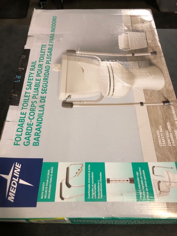 Photo 1 of Medline Toilet Safety Rail For Seniors with Easy Installation, Height Adjustable Toilet Safety Frame, Bathroom Assist Rail with Armrests, Bathroom Safety, 250 lb. Weight Capacity