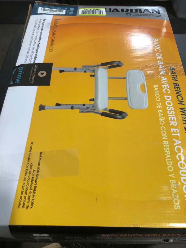 Photo 1 of Medline Shower Chair for Inside Shower, Heavy Duty, 350 lb Capacity, Adjustable Height, Non-Slip Seat with Padded Armrests & Back, White