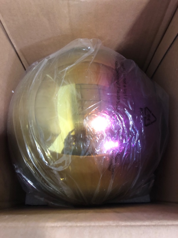 Photo 1 of Topadorn Stainless Steel Gazing Globe Ball, Mirror Gazing Ball for Garden Decorations, Reflective Globe Ball for Outdoor Patio & Yard, Multi-Color Rainbow, 10''