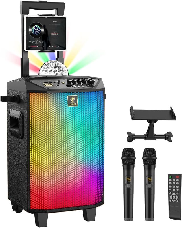 Photo 1 of Wireless Karaoke Machine for Adults, TONOR PA System Portable Bluetooth Singing Speaker with Dual Wireless Microphones Microfono, Disco Ball for Home Karaoke, Party, Class and Church K20