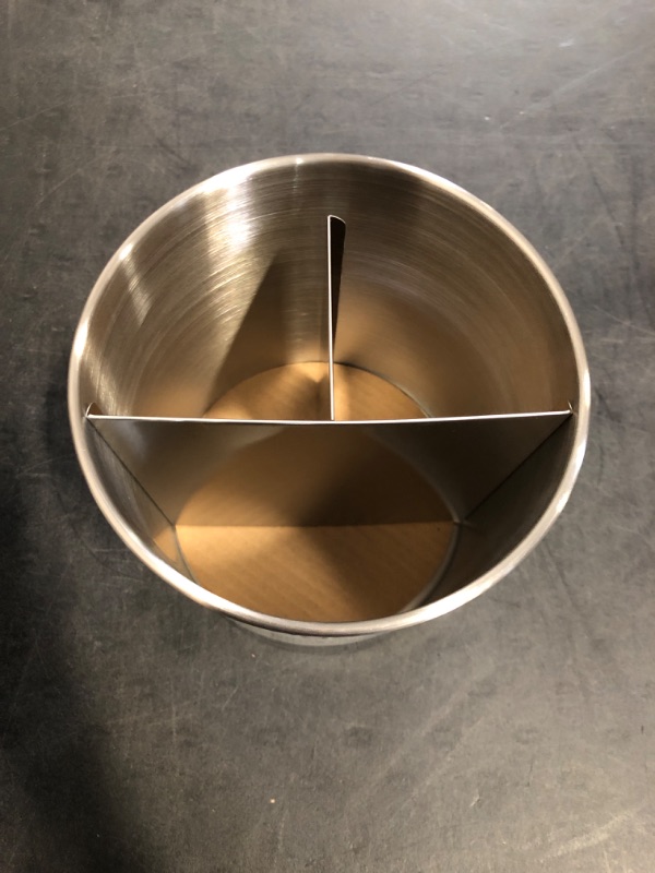 Photo 1 of Oggi Jumbo Stainless Steel Rotating Utensil Holder with Removable Divider - Stylish kitchen cooking utensil organizer. Height 7.5".