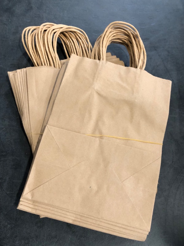 Photo 1 of Brothersbox Small Brown Paper Bags with Handles 100PCS, 5.25 * 3.25 * 8 Inch Kraft Gift Bags Bulk for Craft Shopping Business Party Favor Retail Birthday Grocery