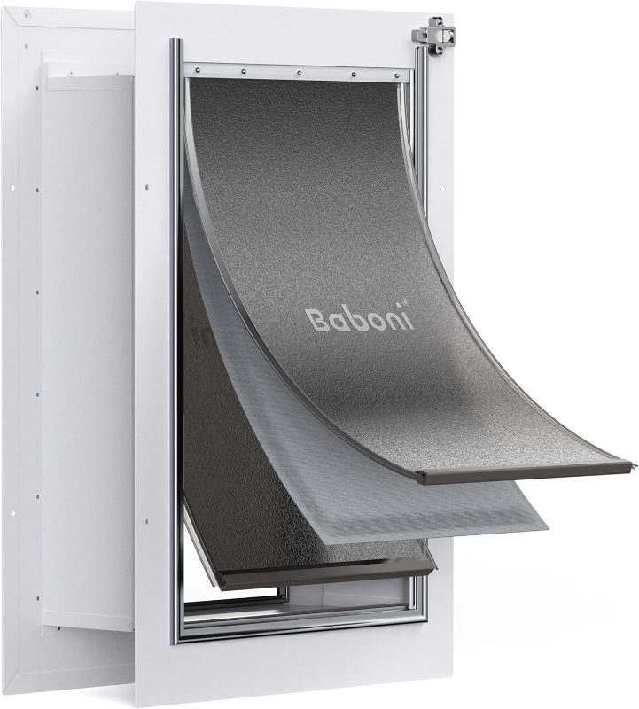Photo 1 of Baboni 3-Flap Pet Door for Wall, Steel Frame and Telescoping Tunnel, Aluminum Lock, Double Flap Dog Door and Cat Door, Strong and Durable (Pets Up to 100 Lb) -Large
