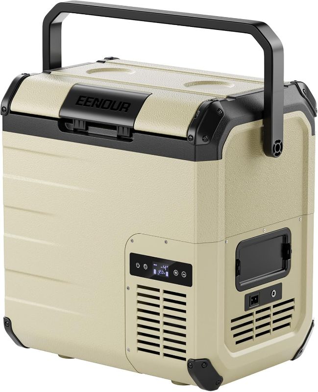 Photo 1 of EENOUR D18 12 Volt Car Refrigerator, Portable Freezer 19Qt/18L Battery & Solar Powered Cooler 25W, -4~50?, 12/24V DC, 110~240V AC, Electric Cooler Ideal for Road Trips, Camping (Battery Not Included)