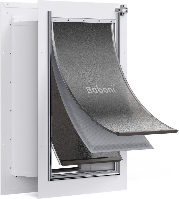 Photo 1 of Baboni 3-Flap Pet Door for Wall, Steel Frame and Telescoping Tunnel, Aluminum Lock, Double Flap Dog Door and Cat Door, Strong and Durable (Pets Up to 100 Lb) -Large