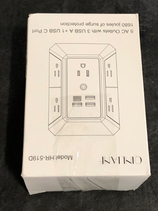 Photo 1 of Wall Charger, Surge Protector, QINLIANF 5 Outlet Extender with 4 USB Charging Ports (4.8A Total) 3-Sided 1680J Power Strip Multi Plug Adapter Spaced for Home Travel Office (3U1C)