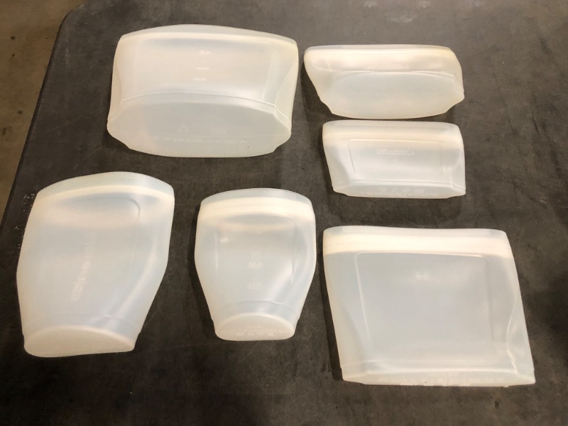 Photo 1 of Reusable food container, silicone bag, 6 Pcs Zip Containers Can be used for fruit and vegetable snacks, etc. Microwave Dishwasher and Freezer Usable (white)