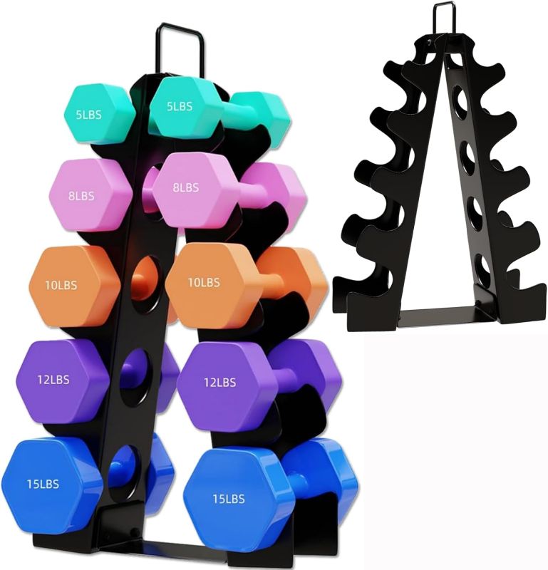 Photo 1 of Weight Rack for Dumbbells,A-Frame Dumbbell Rack Stand Only, Alloy Steel Dumbbells Storage Rack with Handle for Home Gyms Workout (Dumbbells not include)